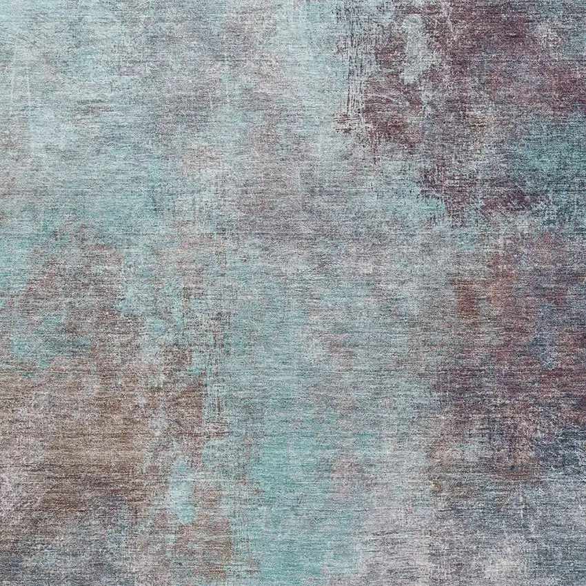 Teal And Taupe Abstract Washable Area Rug With UV Protection Photo 3