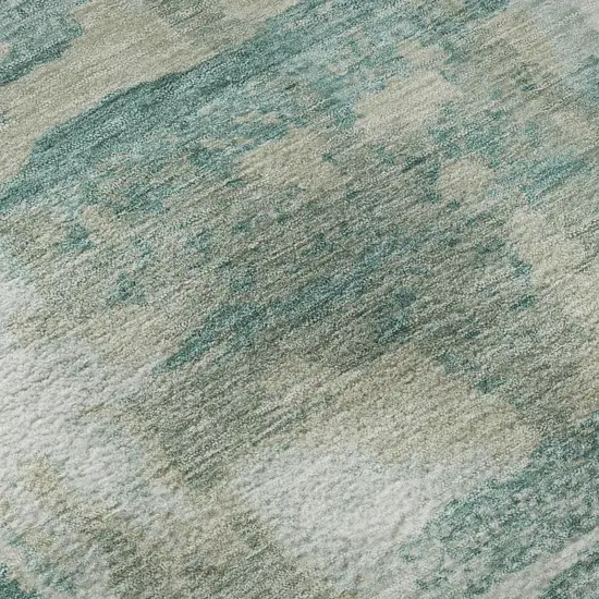 Teal And Taupe Abstract Washable Area Rug With UV Protection Photo 8