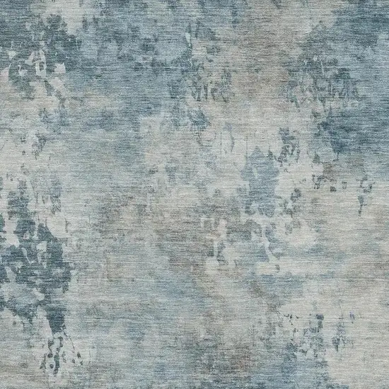 Teal And Taupe Abstract Washable Area Rug With UV Protection Photo 3