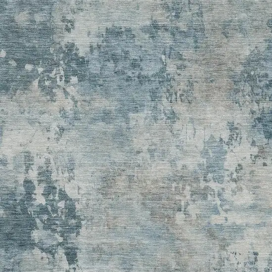 Teal And Taupe Abstract Washable Area Rug With UV Protection Photo 3