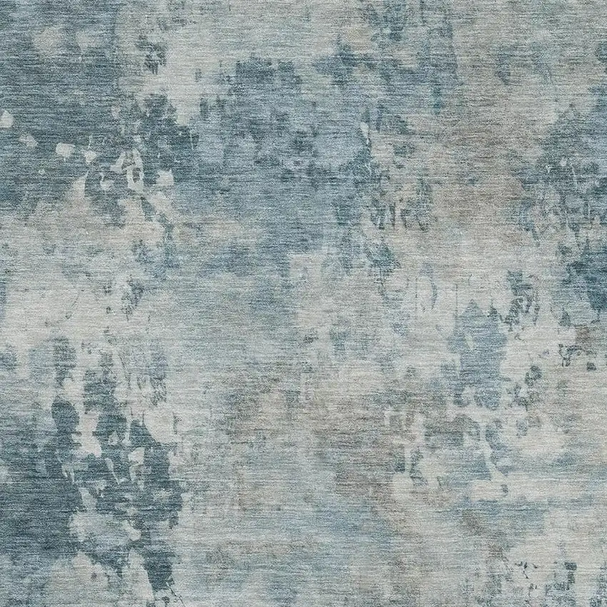 Teal And Taupe Abstract Washable Area Rug With UV Protection Photo 3