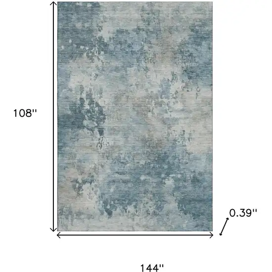 Teal And Taupe Abstract Washable Area Rug With UV Protection Photo 9