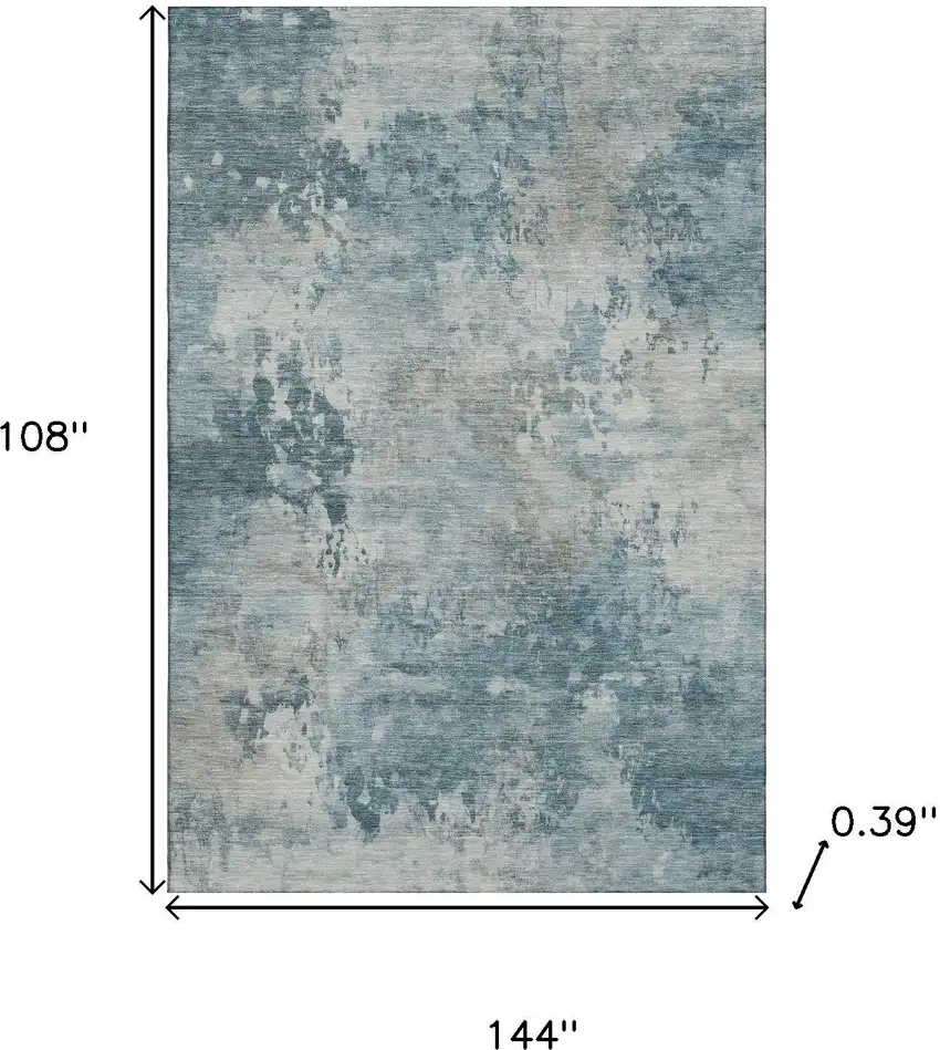 Teal And Taupe Abstract Washable Area Rug With UV Protection Photo 9