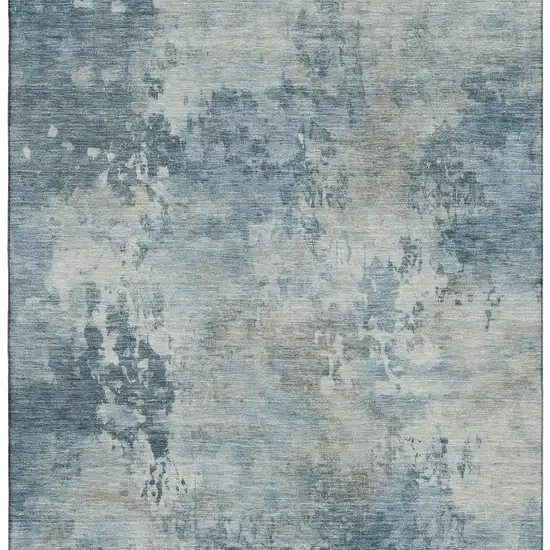 Teal And Taupe Abstract Washable Area Rug With UV Protection Photo 4