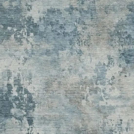 Teal And Taupe Abstract Washable Area Rug With UV Protection Photo 3