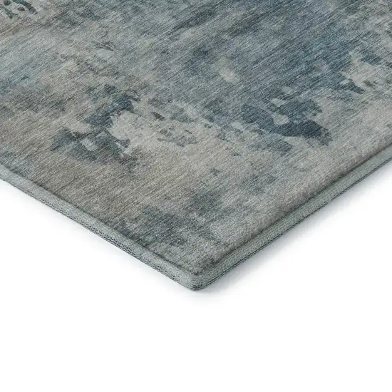 Teal And Taupe Abstract Washable Area Rug With UV Protection Photo 6