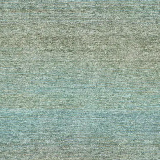 Teal And Taupe Striped Washable Area Rug With UV Protection Photo 2