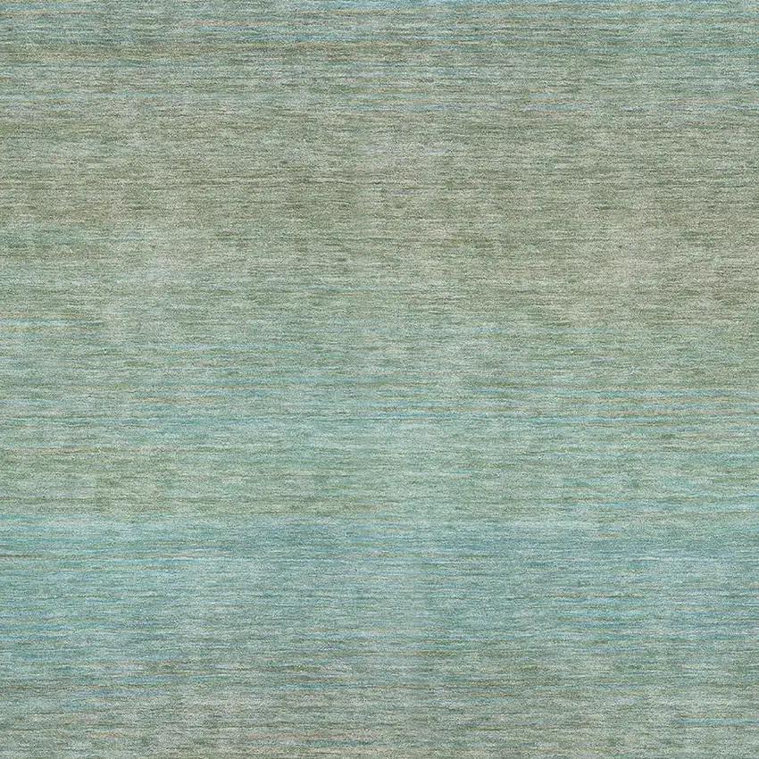 Teal And Taupe Striped Washable Area Rug With UV Protection Photo 2