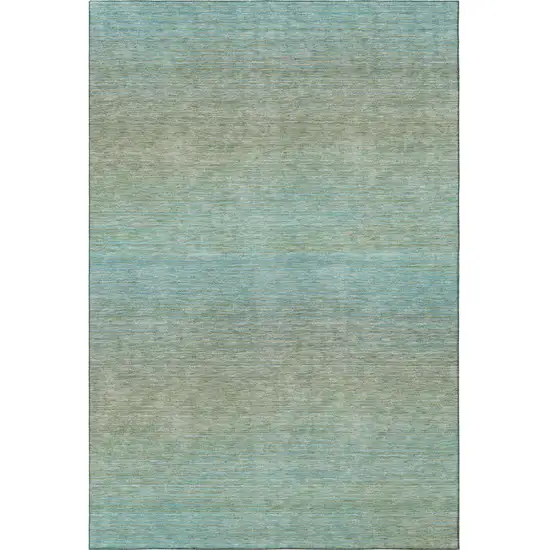 Teal And Taupe Striped Washable Area Rug With UV Protection Photo 2