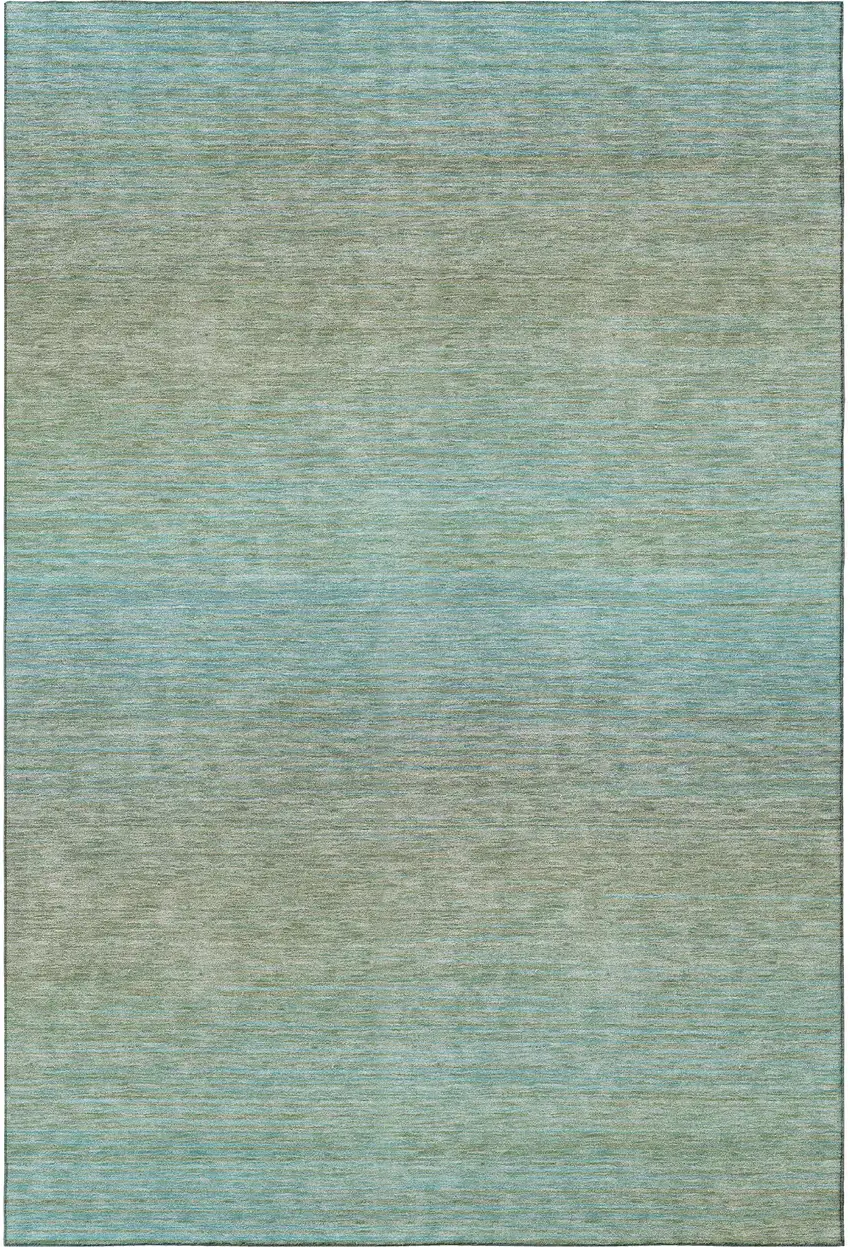 Teal And Taupe Striped Washable Area Rug With UV Protection Photo 2