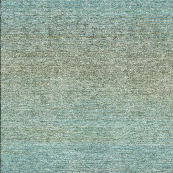 Teal And Taupe Striped Washable Area Rug With UV Protection Photo 2