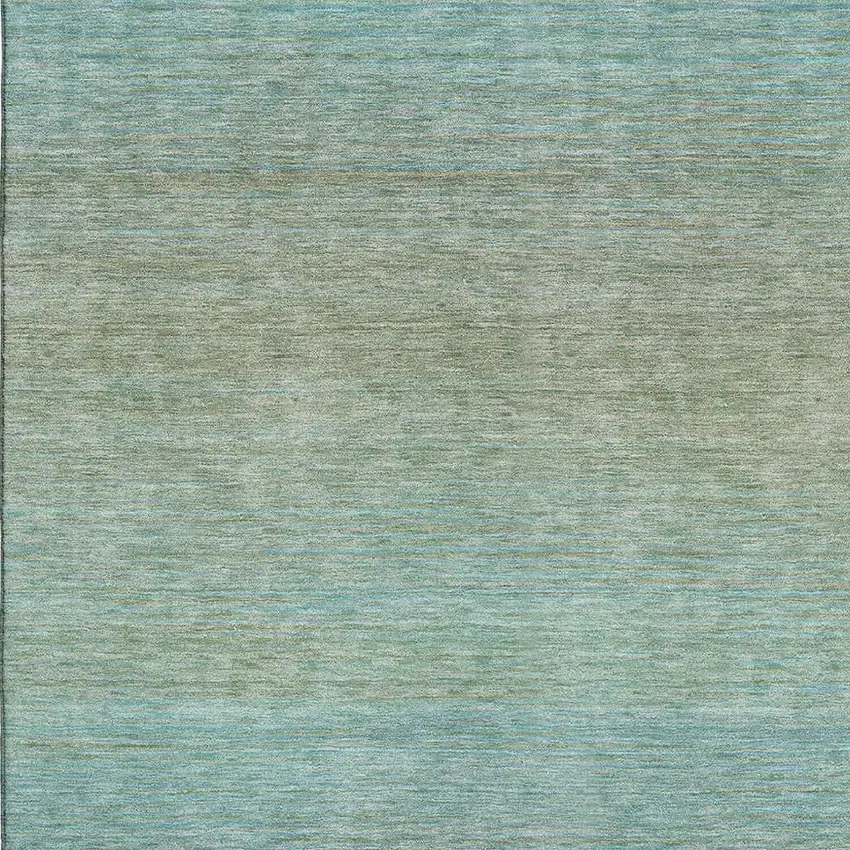 Teal And Taupe Striped Washable Area Rug With UV Protection Photo 2