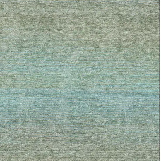 Teal And Taupe Striped Washable Area Rug With UV Protection Photo 2