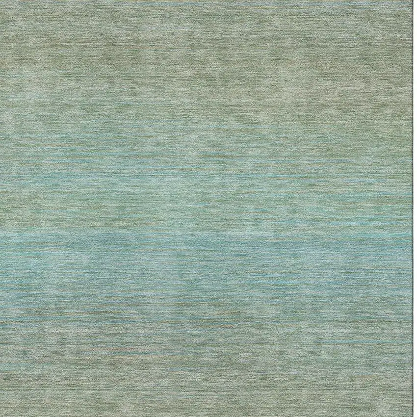 Teal And Taupe Striped Washable Area Rug With UV Protection Photo 2