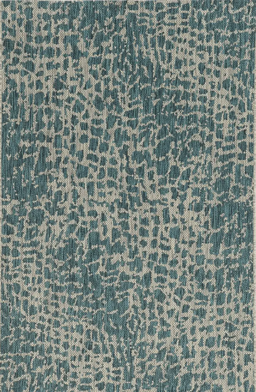 Teal Animal Print Outdoor Area Rug Photo 2