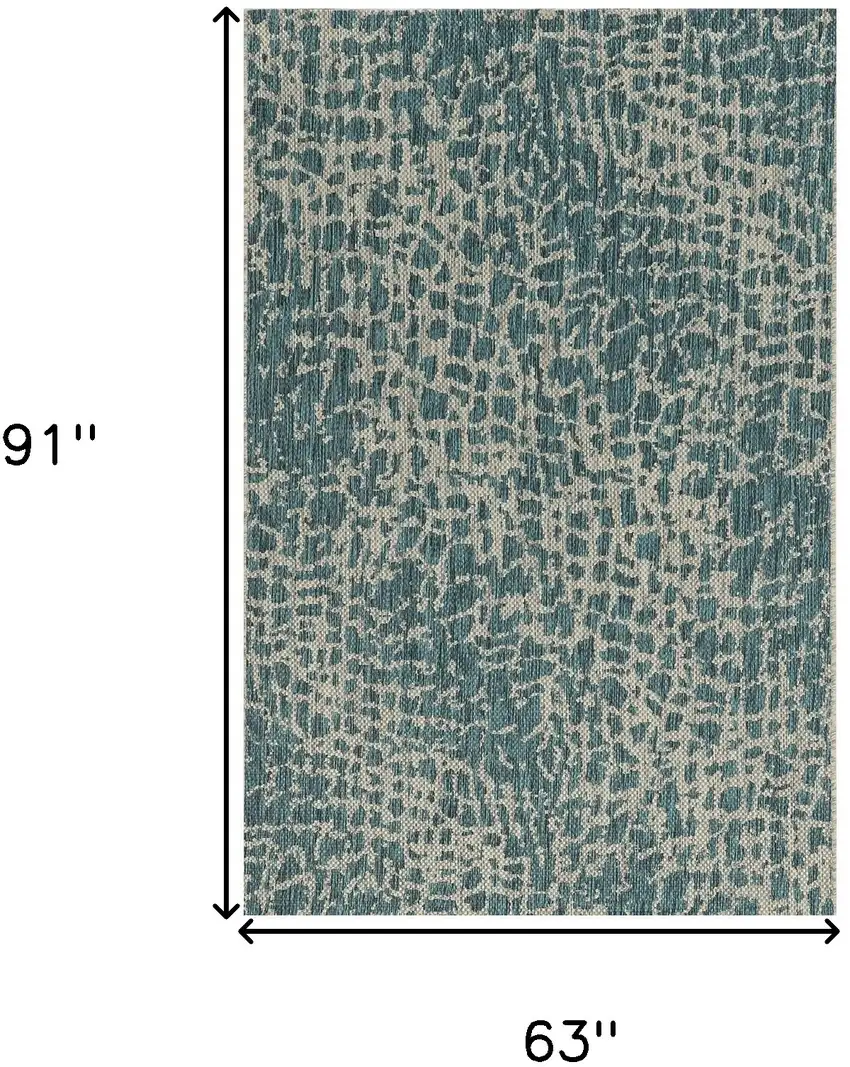 Teal Animal Print Outdoor Area Rug Photo 3