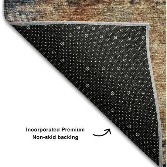 Teal Beige And Gray Abstract Washable Area Rug With UV Protection Photo 6