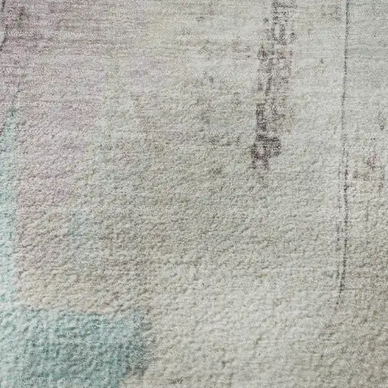 Teal Beige And Gray Abstract Washable Area Rug With UV Protection Photo 9