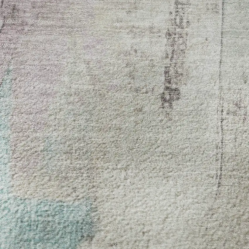 Teal Beige And Gray Abstract Washable Area Rug With UV Protection Photo 9