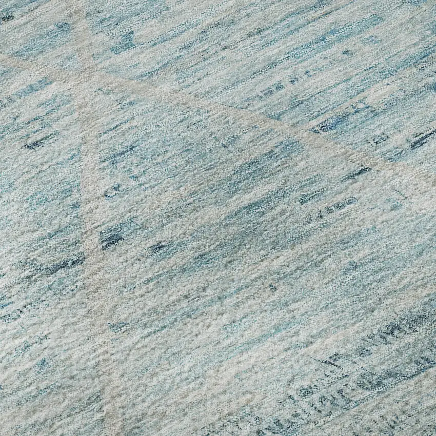 Teal Beige And Ivory Abstract Geometric Washable Area Rug With UV Protection Photo 9