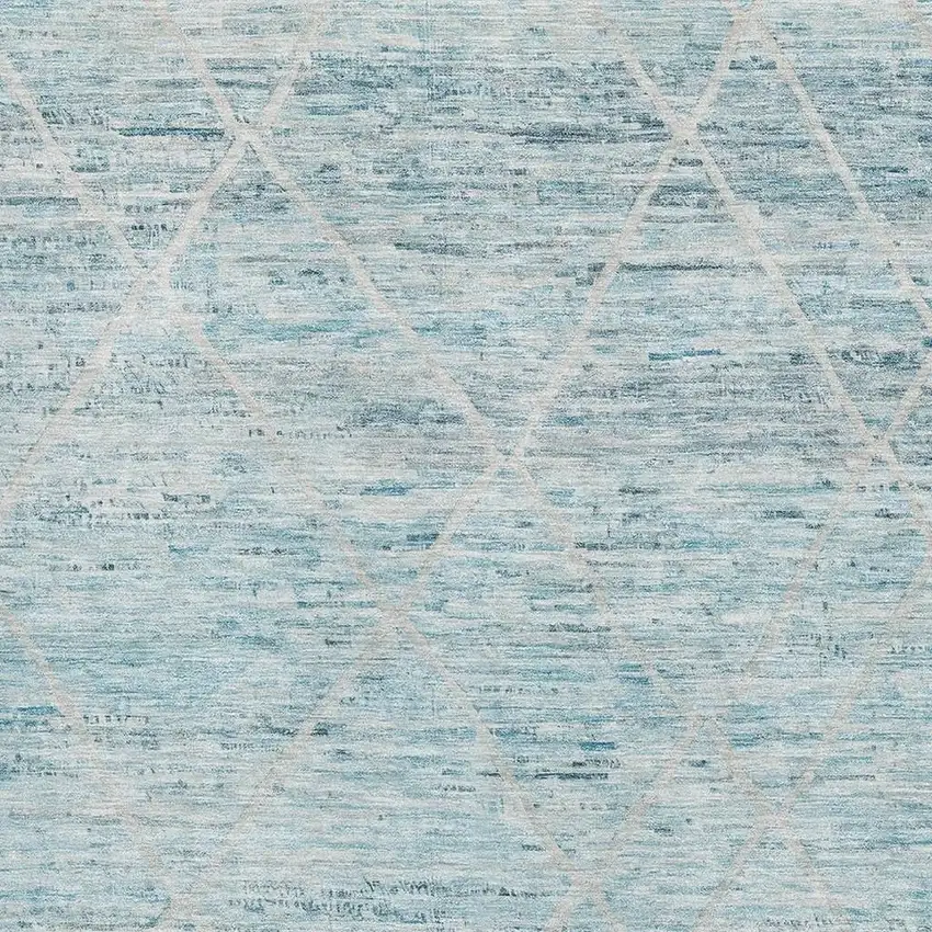 Teal Beige And Ivory Abstract Geometric Washable Area Rug With UV Protection Photo 2