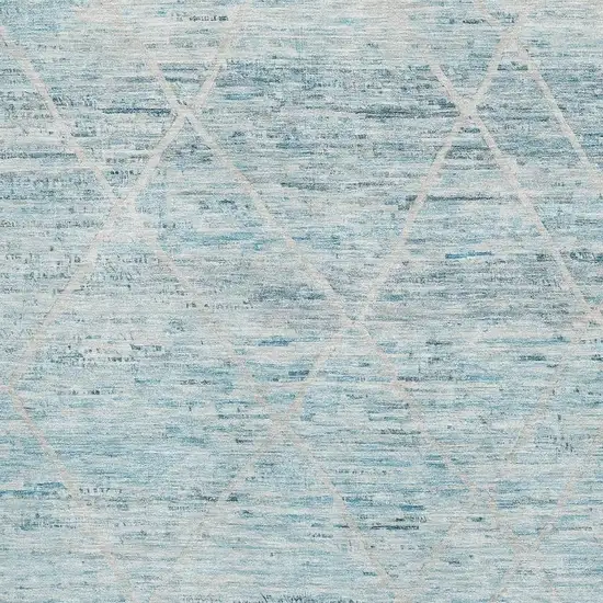 Teal Beige And Ivory Abstract Geometric Washable Area Rug With UV Protection Photo 2