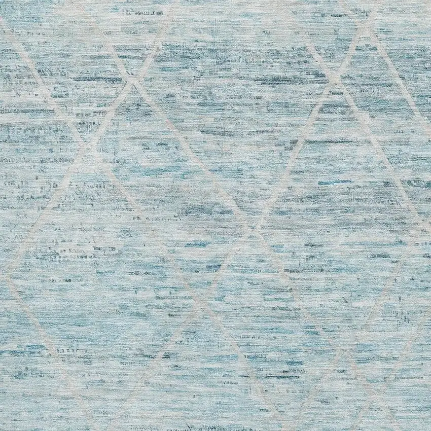 Teal Beige And Ivory Abstract Geometric Washable Area Rug With UV Protection Photo 2