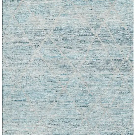 Teal Beige And Ivory Abstract Geometric Washable Area Rug With UV Protection Photo 3