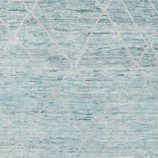 Teal Beige And Ivory Abstract Geometric Washable Area Rug With UV Protection Photo 2