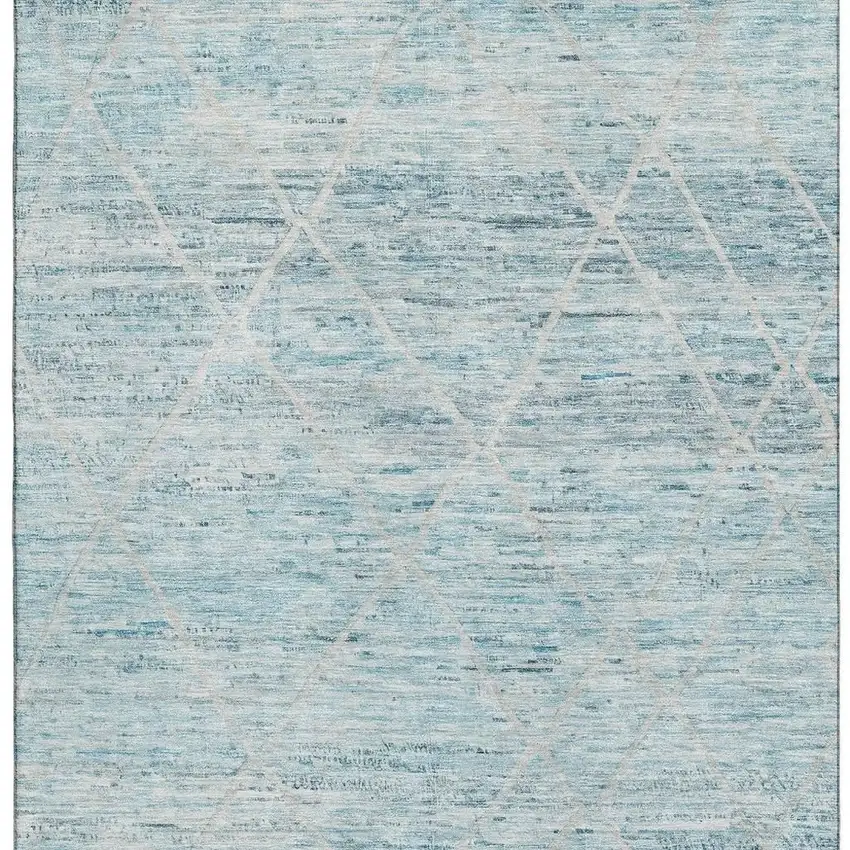 Teal Beige And Ivory Abstract Geometric Washable Area Rug With UV Protection Photo 4