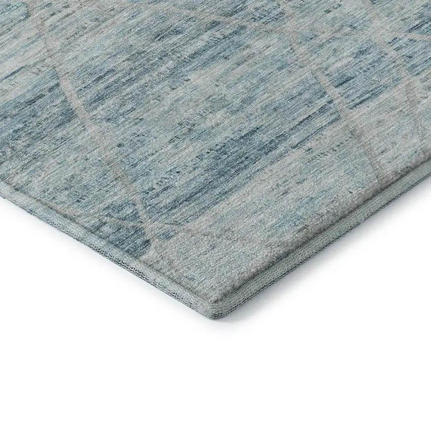 Teal Beige And Ivory Abstract Geometric Washable Area Rug With UV Protection Photo 7