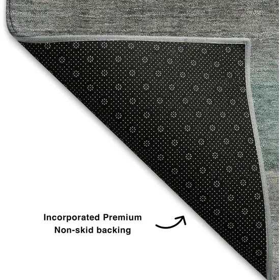 Teal Beige And Ivory Abstract Washable Area Rug With UV Protection Photo 7