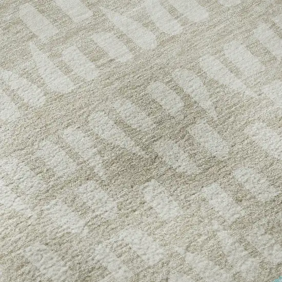 Teal Beige And Ivory Geometric Washable Area Rug With UV Protection Photo 8