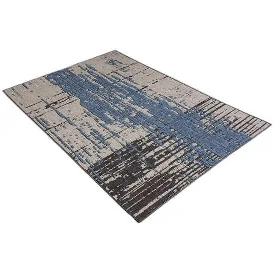 Teal Blue Abstract Textured Area Rug Photo 1
