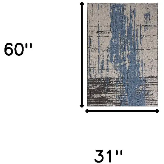 Teal Blue Abstract Textured Area Rug Photo 3
