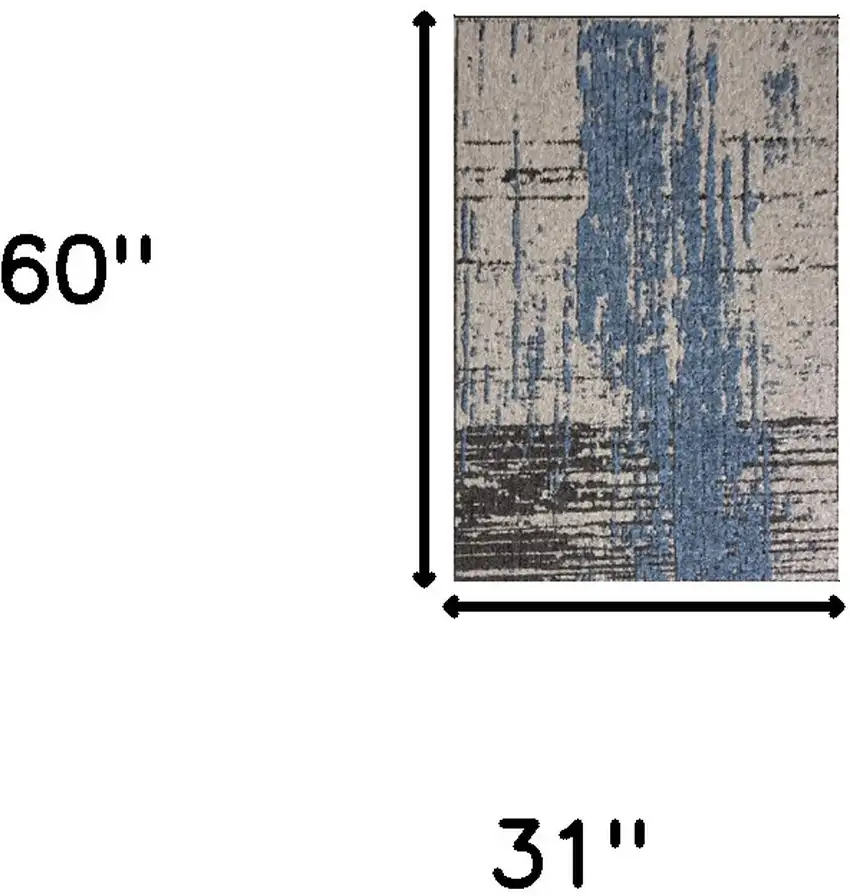 Teal Blue Abstract Textured Area Rug Photo 3