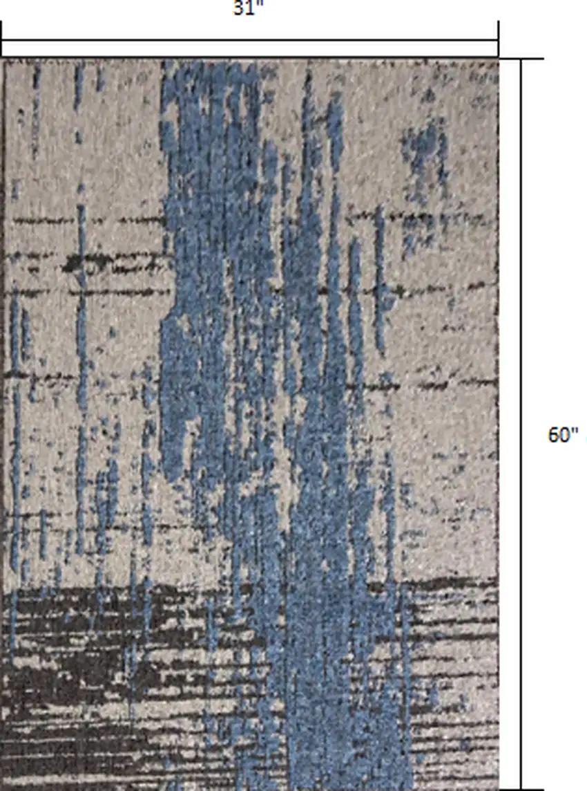 Teal Blue Abstract Textured Area Rug Photo 3