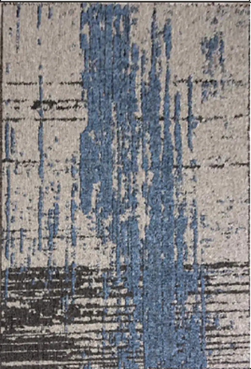 Teal Blue Abstract Textured Area Rug Photo 2