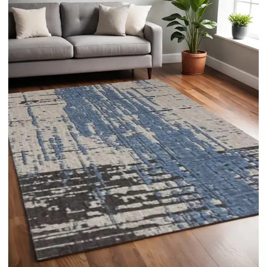 Blue and Gray Abstract Area Rug Photo 1