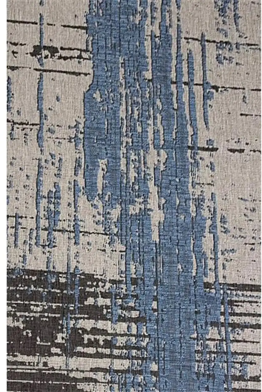 Blue and Gray Abstract Area Rug Photo 2