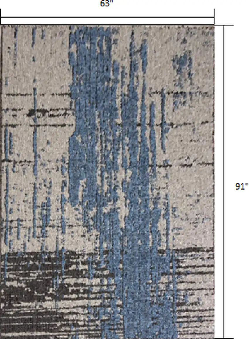 Teal Blue Abstract Textured Area Rug Photo 3