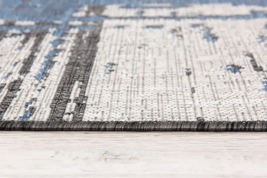 Teal Blue Abstract Textured Area Rug Photo 1