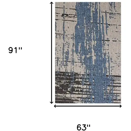 Blue and Gray Abstract Area Rug Photo 3