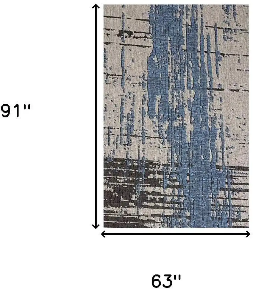Blue and Gray Abstract Area Rug Photo 3