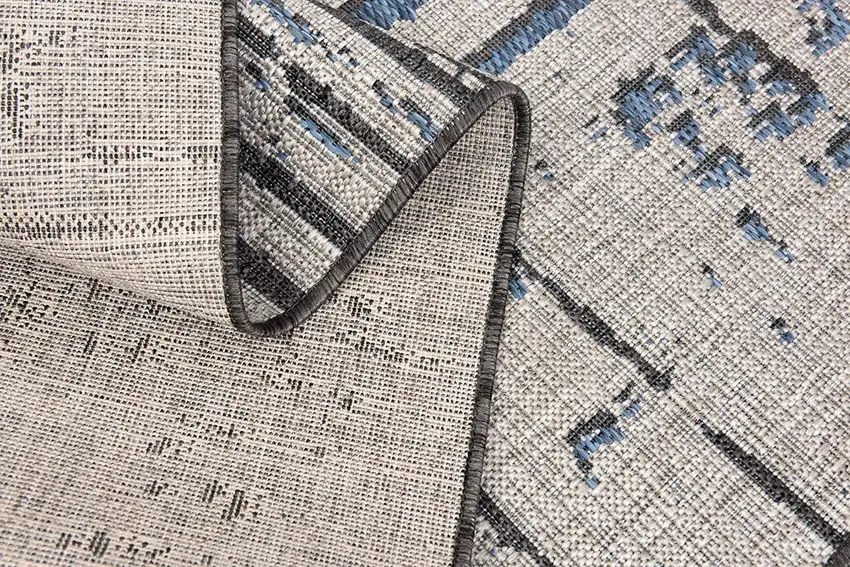 Teal Blue Abstract Textured Area Rug Photo 2