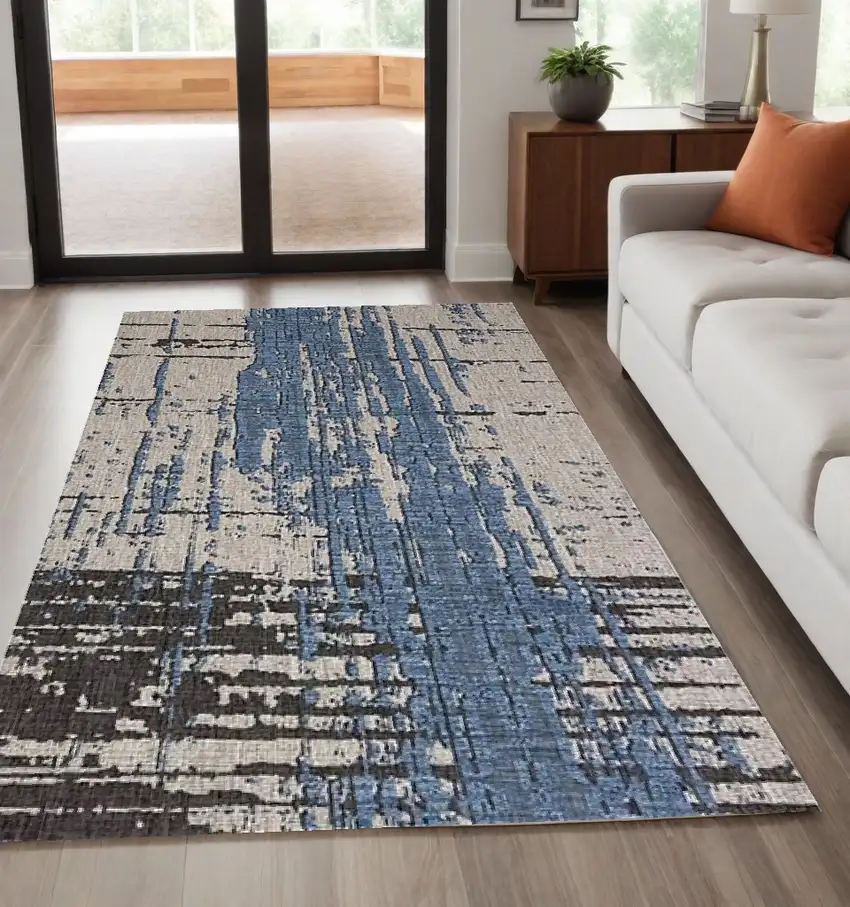 Blue and Gray Abstract Area Rug Photo 1