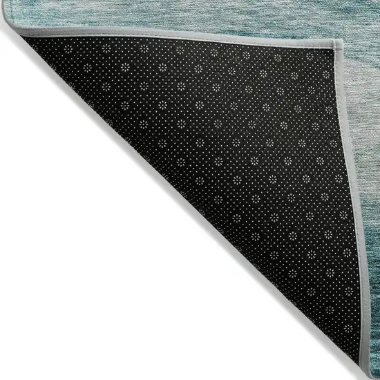 Teal Blue And Aqua Abstract Washable Indoor Outdoor Area Rug Photo 3