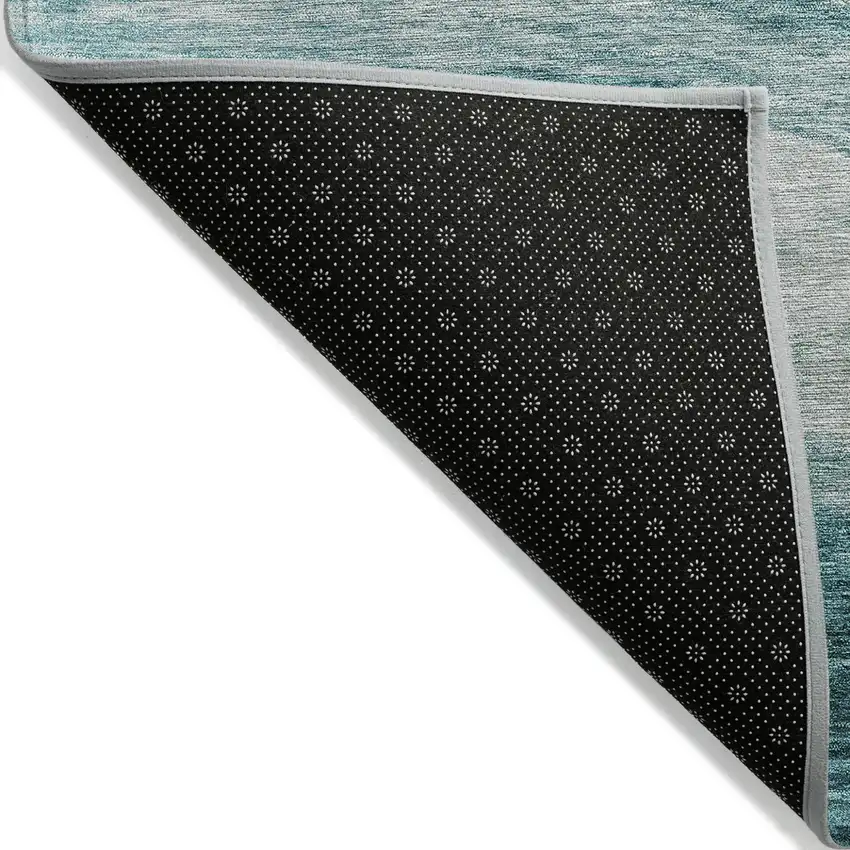 Teal Blue And Aqua Abstract Washable Indoor Outdoor Area Rug Photo 3