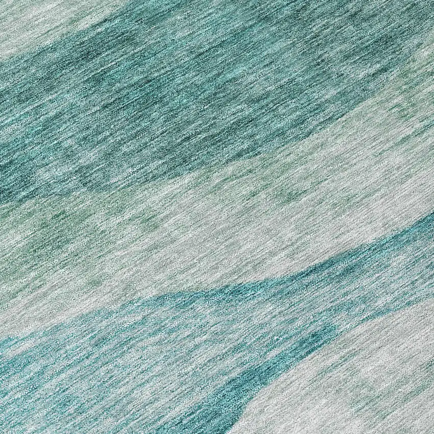 Teal Blue And Aqua Abstract Washable Indoor Outdoor Area Rug Photo 8