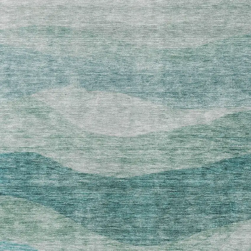 Teal Blue And Aqua Abstract Washable Indoor Outdoor Area Rug Photo 5